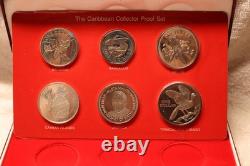 1984 Franklin Mint Silver Caribbean 6 Coin Proof Set with COA