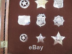 1987-8 Franklin Mint Official Badges Great Western Lawmen Silver Set of 12 E5544