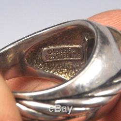 1989 FM Franklin Mint Sterling Silver 14k Gold Bezel Black Onyx Men's Ring sz 10