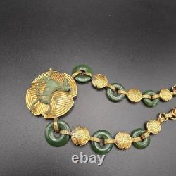 1989 Franklin Mint 22K Gold Vermeil 925 Sterling Chinese Flying Horse Jade Neck