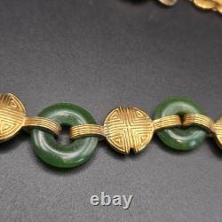 1989 Franklin Mint 22K Gold Vermeil 925 Sterling Chinese Flying Horse Jade Neck