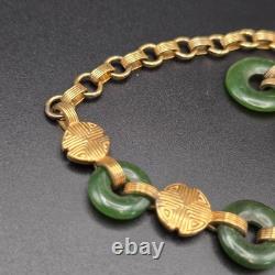 1989 Franklin Mint 22K Gold Vermeil 925 Sterling Chinese Flying Horse Jade Neck