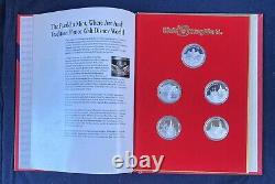 1991 Franklin Mint Walt Disney World Master Proof Set Of 5.999 1 OZ Silver Rnds