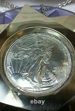 1994 Silver Eagle Walking Liberty. 999 Ornament The Franklin Mint Christmas