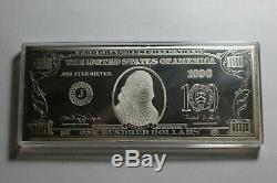 1996 4 Oz. 999 Silver Bar One Hundred Ben Franklin Old Style