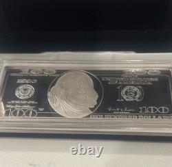1996 Franklin Mint Beautiful 4 oz $100 Proof. 999 Silver In Case W Box And COA