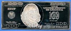 1997 Benjamin Franklin $100 Federal Reserve Note 4 oz. 999 Fine Silver Bar