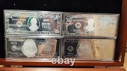 1997 Washington Mint Silver Proof. 999 Pure Plate Bills Set with Wooden Box