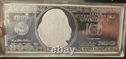 1999 Benjamin Franklin $100 Federal Reserve Note 4 Ozt. 999 Silver Bar