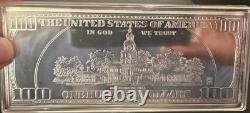 1999 Benjamin Franklin $100 Federal Reserve Note 4 Ozt. 999 Silver Bar