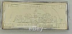 1999 Franklin Mint $100 Dollar Bill 4 Oz. 999 Fine Silver Bar Plastic Case