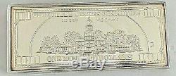 1999 Franklin Mint $100 Dollar Bill 4 Oz. 999 Fine Silver Bar Plastic Case