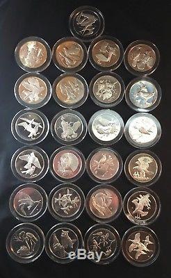 # 1- 25 Franklin Mint G. Roberts Birds Sterling Silver Art Proof Medals & COA's