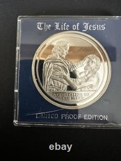 1.5oz Sterling Silver Franklin Mint Life of Jesus Healing of the Blind Proof