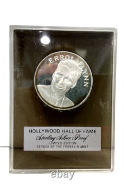 1 OZ ERROL FLYNN with Signature HOLLYWOOD HALL OF FAME Sterling Silver Coin