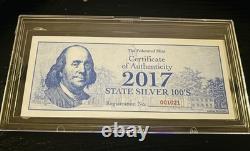 1 Oz. 999 Silver $100 2017 Franklin mint 100.00Dollar State Bill NY Sealed MINT