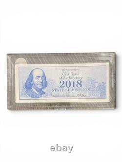 1 Oz. 999 Silver $100 2017 Franklin mint 100.00 Dollar State Bill South Carolina