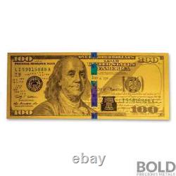 1 gram US Note $100 Benjamin Franklin Replica. 999 Gold