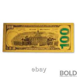 1 gram US Note $100 Benjamin Franklin Replica. 999 Gold