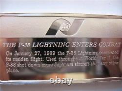 1-oz. 925 Silver Air & Space Bar, 2285 Minted (wwii P-38 Lighting Fighter) +gold