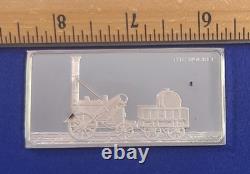 1st Ed Proof Franklin Mint Locomotive 2 oz Silver Bar The Rocket 1829 @melt