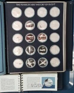 1st Edt. Franklin Mint-History of Flight. 925 Sterling Silver Cameo-Proof Rounds