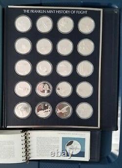 1st Edt. Franklin Mint-History of Flight. 925 Sterling Silver Cameo-Proof Rounds