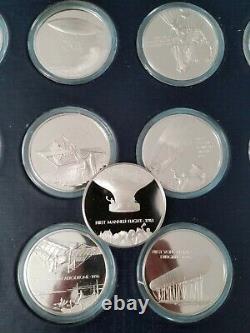 1st Edt. Franklin Mint-History of Flight. 925 Sterling Silver Cameo-Proof Rounds