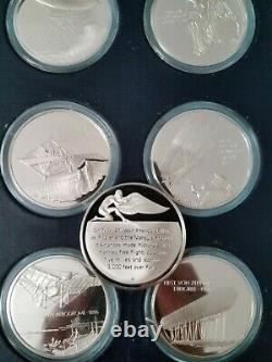 1st Edt. Franklin Mint-History of Flight. 925 Sterling Silver Cameo-Proof Rounds