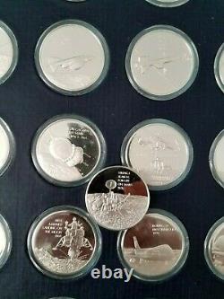 1st Edt. Franklin Mint-History of Flight. 925 Sterling Silver Cameo-Proof Rounds