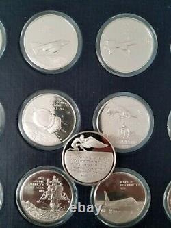 1st Edt. Franklin Mint-History of Flight. 925 Sterling Silver Cameo-Proof Rounds