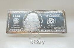 2000 4 Troy oz. 999 Fine Silver Bar Ben Franklin $100 One Hundred Dollars w COA
