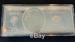 2000 BENJAMIN FRANKLIN $100 DOLLAR BILL 4 OUNCES / 123 Gram. 999 FINE SILVER BAR