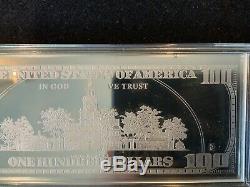 2000 BENJAMIN FRANKLIN $100 DOLLAR BILL 4 OUNCES / 123 Gram. 999 FINE SILVER BAR