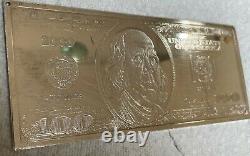 2000 Ben Franklin $100 Dollar Bill Bar 4 Oz. Troy. 999 Fine Silver