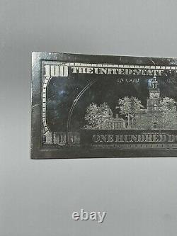2000 Ben Franklin $100 Dollar Bill Bar 4 Oz. Troy. 999 Fine Silver