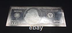 2000 Franklin $100 Federal Reserve Note 4 oz. 999 Fine Silver Art Bar C1750
