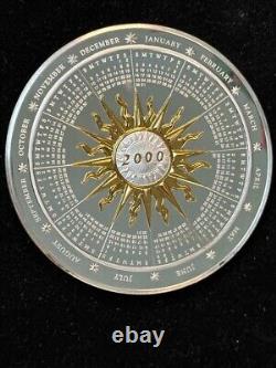 2000 Franklin Mint Millennium. 925 Sterling Silver Art Calendar Medal (208 g)