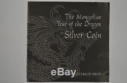 2000 Mongolia 2500 Togrog 5 oz. 999 Fine Silver Gilded Coin Franklin Mint