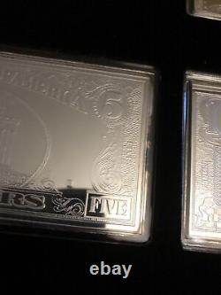 2000 Washington Mint Silver Proof. 999 Pure Plate Bills Box COA Set Wooden Box