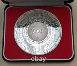 2001 Franklin Mint Millennium. 925 Sterling Silver Art Calendar Medal 209 Grams