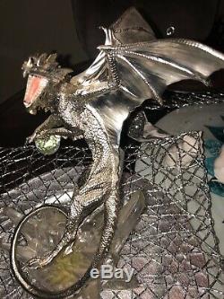 2002 FRANKLIN MINT SILVER DRAGON 12 Statue BY MICHAEL WHELAN RETIRED sculpture