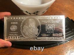 2003 Benjamin Franklin $100 Dollar Bill 4 Troy Ounces. 999 Fine Silver Bar Nice