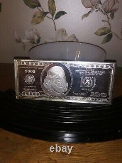 2003 Benjamin Franklin $100 Dollar Bill 4 Troy Ounces. 999 Fine Silver Bar Nice