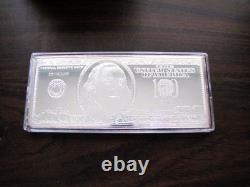 2003 WASHINGTON $100 5 TROY OZ. 999 FINE SILVER BAR OF BEN FRANKLIN PROOF WithBOX