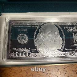 2003 Washington Mint 100$ Bill Franklin Silver Proof. 999 4 ounce
