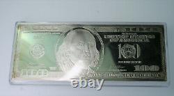 2005 $100 Bill Ben Franklin Silver Proof 4 Troy Oz. 999 Silver oz
