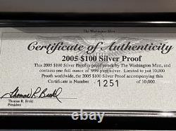2005 $100 Franklin Silver Proof 1 Oz Bar 2005 $100 Franklin Silver Proof 1 Oz Bar