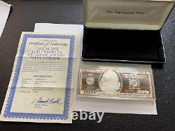 2005 4 oz Silver Bar. 999 Pure Silver Proof Franklin COA & Box