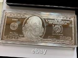 2005 4 oz Silver Bar. 999 Pure Silver Proof Franklin COA & Box